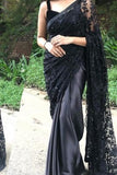 Black Net Embroidered Saree