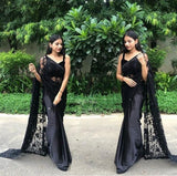 Black Net Embroidered Saree