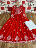 Formal Look White Embroidered Red Dress