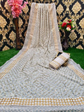 Bollywood Style White Full Sequence Embroidered Saree