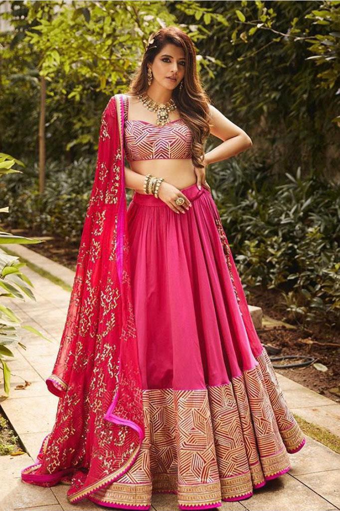 Buy Coral Heavy Abbas Lehenga With Blouse And Dupatta by Designer DEBYANI  Online at Ogaan.com