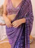 Charming Look Purple Color Art Silk Base Sequins Work Partywear Saree