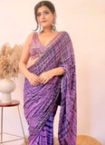 Charming Look Purple Color Art Silk Base Sequins Work Partywear Saree
