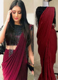 Delightful Party Wear Maroon Silk Readymade Saree