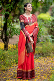 Red Banglori Raw Silk Weaving Saree - Cygnus Fashion