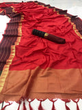 Red Banglori Raw Silk Weaving Saree - Cygnus Fashion