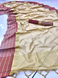Cream Banglori Raw Silk Weaving Saree - Cygnus Fashion