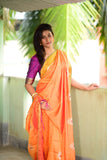 Designer Orange Silk Saree - Cygnus Fashion
