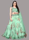 Designer Organza Green Net Lehenga Choli