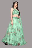 Organza Silk Green Color Lehenga Choli With Soft Net Dupatta