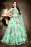 Organza Silk Green Color Lehenga Choli With Soft Net Dupatta