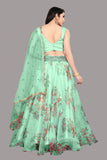 Organza Silk Green Color Lehenga Choli With Soft Net Dupatta