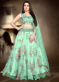 Designer Organza Green Net Lehenga Choli