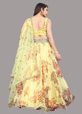 Designer Net Yellow Lehenga Choli for Haldi