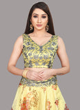 Designer Net Yellow Lehenga Choli for Haldi