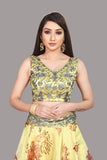 Dazzling Yellow Designer Organza Silk Embroidery Work Lehenga Choli