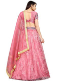 Fancy Pink Organza Printed Lehenga Choli Set