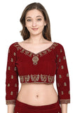 Maroon Velvet Semi Stitched Wedding Wear Lehenga Choli