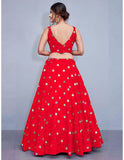 Party Wear Red Silk Lehenga choli