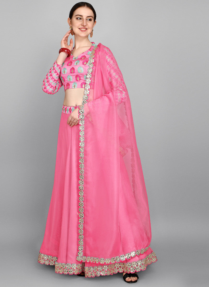 Pink Color Soft Net Base Ethnic Wear Lehenga Choli – Fabvilla