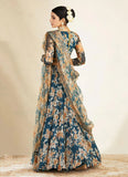 Glamorous Turquoise Silk Georgette Printed Sequins Lehenga Choli