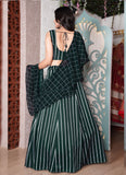 Amazing Stripe Printed Dark Green Italian Silk Lehenga Choli