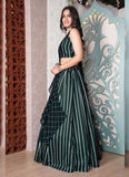 Amazing Stripe Printed Dark Green Italian Silk Lehenga Choli