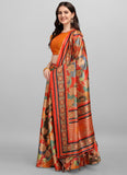 Designer Orange Silk Lehenga Choli with Heavy Floral Print