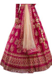 Bridal Wear Designer Semi Stitched Pink Taffeta Silk Lehenga Choli