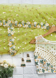 Green Sequin Resham Soft Net Embroidered Ruffle Saree