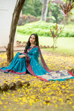 Sky Blue Silk Weaving Saree With Rich Zari Lining Pallu And Contrast Zari Blouse Piece - Cygnus Fashion