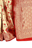 Red  Litchi Silk Saree With Jacquard Jari Work