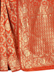 Orange Litchi Silk  With Jacquard Jari Work