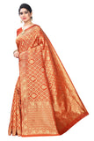 Orange Litchi Silk  With Jacquard Jari Work