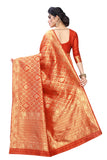 Orange Litchi Silk  With Jacquard Jari Work