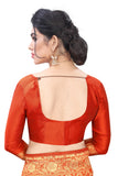 Orange Litchi Silk  With Jacquard Jari Work