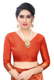 Orange Litchi Silk  With Jacquard Jari Work