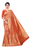 Orange Litchi Silk  With Jacquard Jari Work