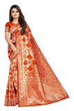 Orange Lichhi Silk Saree With Jacquard Jari Work