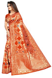 ORANGE LICHHI SILK SAREE WITH JACQUARD JARI WORK - Cygnus Fashion