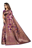 WINE LICHHI SILK SAREE WITH JACQUARD JARI WORK - Cygnus Fashion