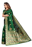 Dark Green Litchi Silk Jacquard Saree With Jari Work