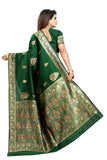 GREEN LICHHI SILK SAREE WITH JACQUARD JARI WORK - Cygnus Fashion