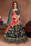 Stunning Green Colored Wedding Wear Lehenga With Designer Blouse & Two Dupatta