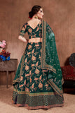 Stunning Green Colored Wedding Wear Lehenga With Designer Blouse & Two Dupatta