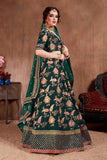 Stunning Green Colored Wedding Wear Lehenga With Designer Blouse & Two Dupatta