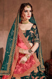 Stunning Green Colored Wedding Wear Lehenga With Designer Blouse & Two Dupatta