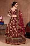 For Bride Embroidery Worked Lehenga With Designer Blouse & Two Dupatta