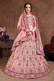 Pink Glow Designer Lehenga With Thread Embroidery Work For Wedding Wear