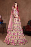 Pink Glow Designer Lehenga With Thread Embroidery Work For Wedding Wear